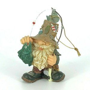 Gnome Fisherman Ornament Figurine Fantasy Collectible Holiday Sports